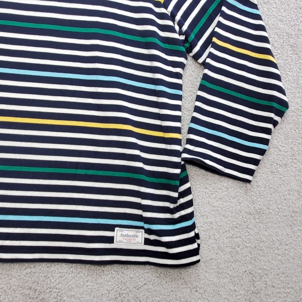 Talbots Blouse Top Womens 3X Blue Multi Striped Cotton Sailor Nautical Comfy - Picture 3 of 11